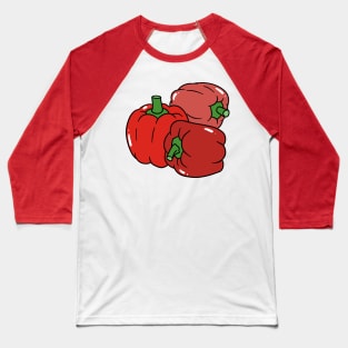 Three Red Bell Peppers Baseball T-Shirt